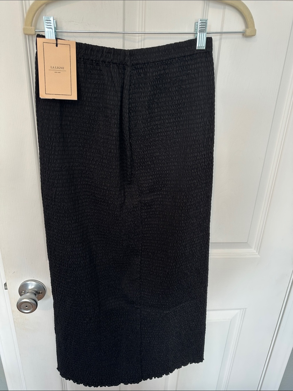 La Ligne Victoria Black Textured Pencil Skirt
